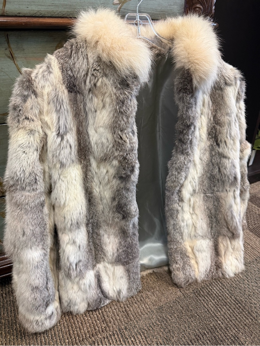 Pristine Vintage Natural Rabbit Fur Coat Jacket No Shedding Boho Glam Luxury